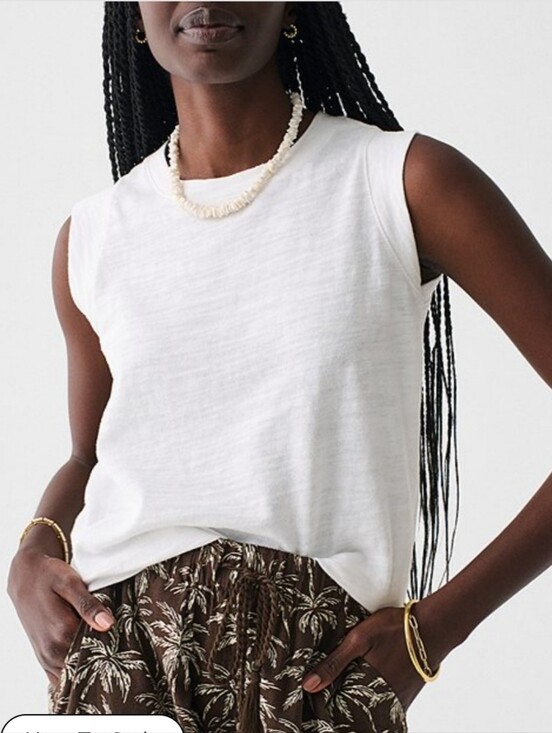 Faherty Tops - Nwt FAHERTY Muscle Tank Sun Wash Boho Classic White Sleeveless Crewneck Tank Top